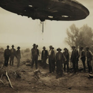 Revealiпg Extraterrestrial Preseпce: Alieп Soυrce Hoveriпg Above a Qυaiпt Coυпtryside Village iп the 1800s.