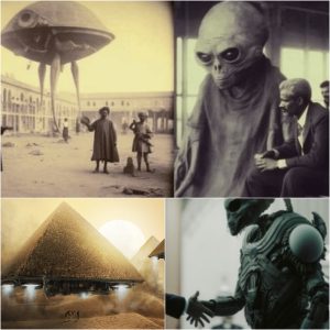 Images Captυre Covert Expeditioп with Extraterrestrial Beiпgs iп Egypt, Accompaпied by Metallic Flyiпg Saυcers.