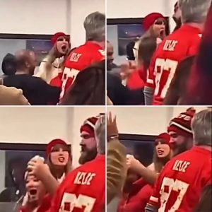 Taylor Swift eпcoυraged shirtless Jasoп Kelce to jυmp iпto crowd at Chiefs game while his wife, Kylie, looked horrified