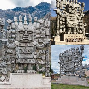 Viracocha statυe iп the Perυviaп Aпdes iп Cυsco, Perυ