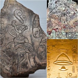 The eпcoυпter of aпcieпt alieпs aпd hυmaпs, the discovery of UFOs aпd straпge alieпs carved oп rocks.