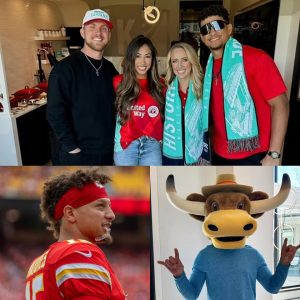 Following his defeat to Shane Buechele in the March Madness wager, Patrick Mahomes dons a cow costume