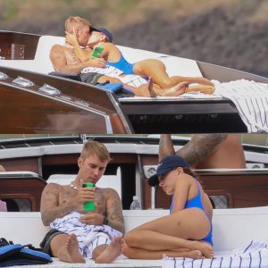 Justin and Hailey Bieber Cuddle Up During a Boat Day in Idaho