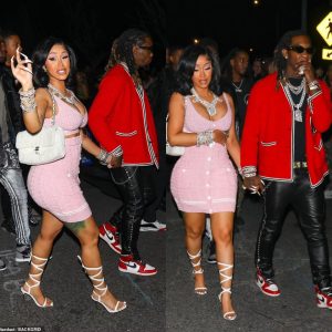 Cardi B Turns Heads in Pink Mini Dress & Playboy Bunny Bling Necklace Alongside Offset at Drake's Super Bowl Bash