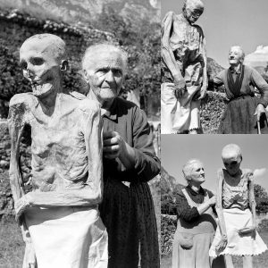 These photographs were taken in the Italian village of Venzone in 1950. They depict people “walking” mummies.